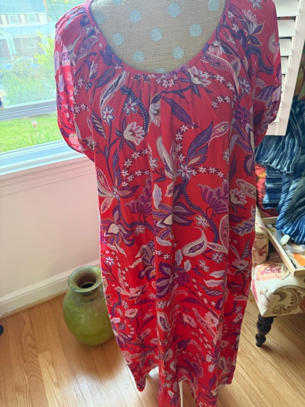 Sundry Red Paisley Midi Dress